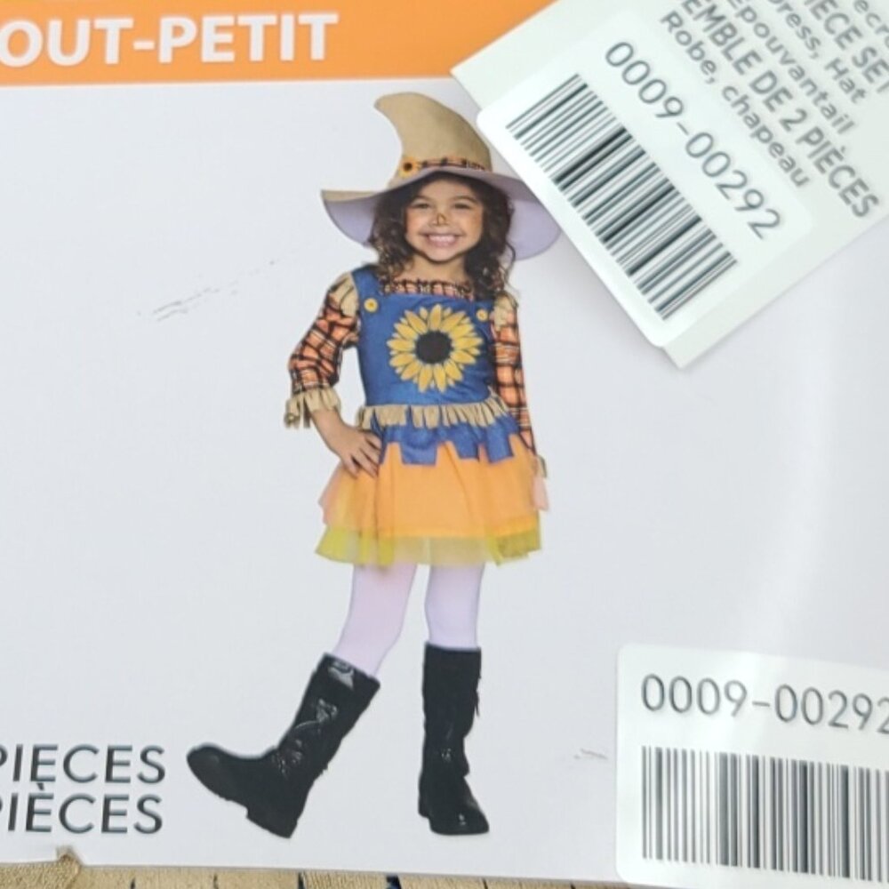 Halloween Cute Scarecrow Sunflower Adorable Toddler Costume , NWT